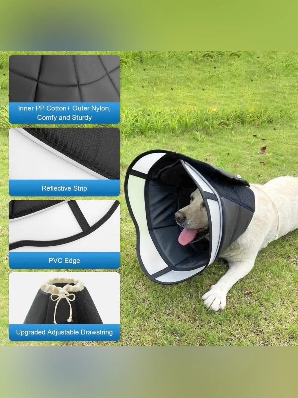 D-G • Soft Dog Cone for Dogs After Surgery, Breathable Pet Recovery Collar for L
